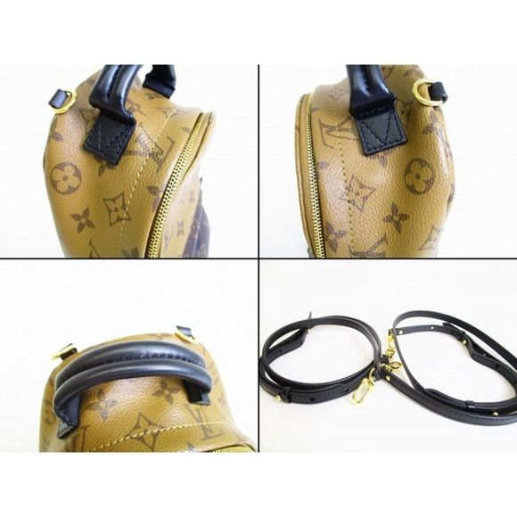 Louis Vuitton Monogram Reverse Palm Springs Backpack MINI Rucksack Daypack Brown - Picture 5 of 6